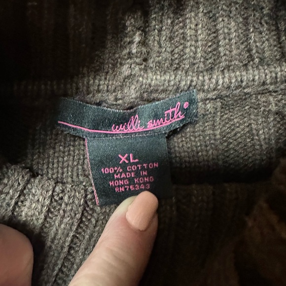 Dark chocolate cable knit sweater with turtleneck by Willi Smith size XL - Picture 5 of 5